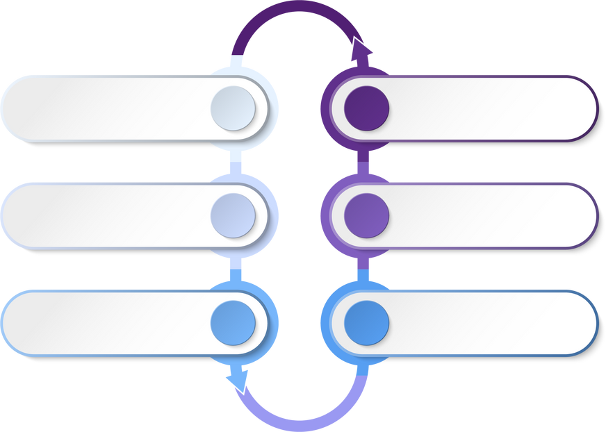Blue tone circle infographic with 6 steps, process or options.